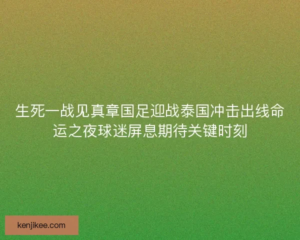 生死一战见真章国足迎战泰国冲击出线命运之夜球迷屏息期待关键时刻