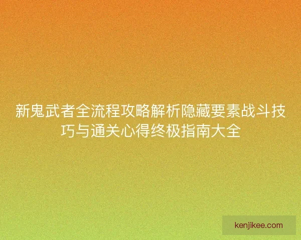 新鬼武者全流程攻略解析隐藏要素战斗技巧与通关心得终极指南大全