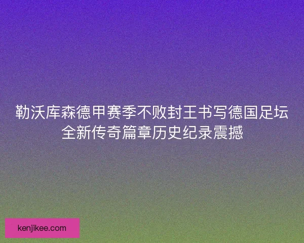 勒沃库森德甲赛季不败封王书写德国足坛全新传奇篇章历史纪录震撼
