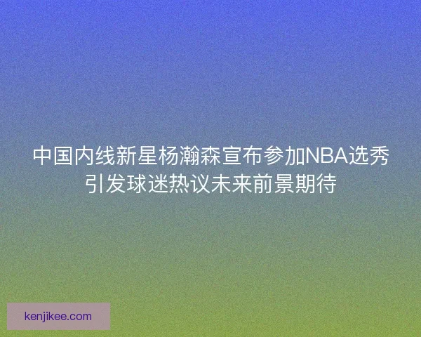 中国内线新星杨瀚森宣布参加NBA选秀引发球迷热议未来前景期待